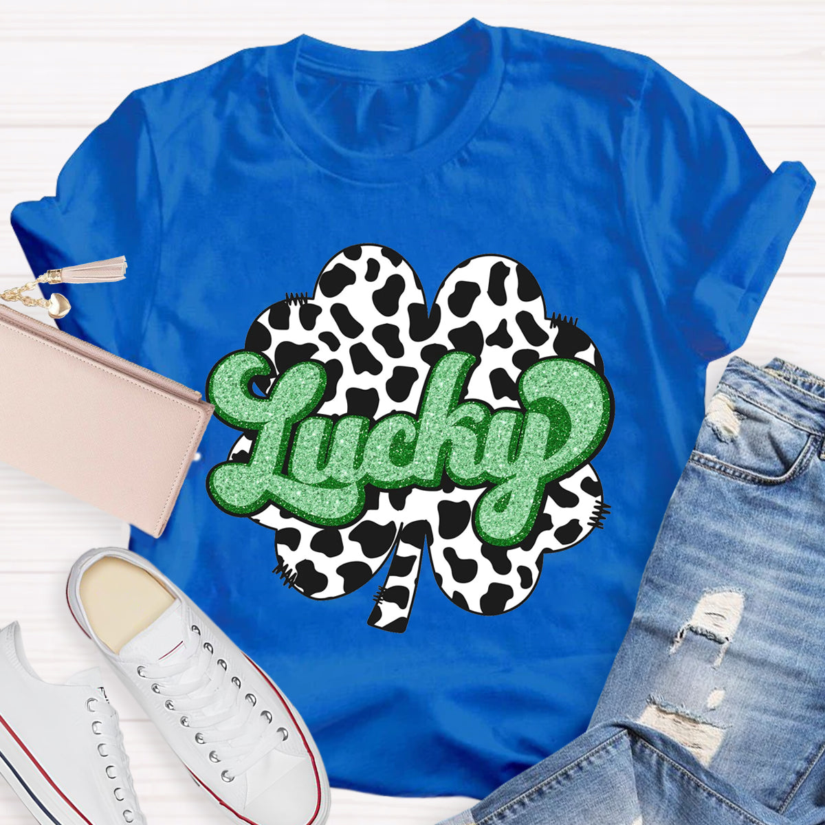 Milk pattern Shamrock LuckyTeacher T-Shirt