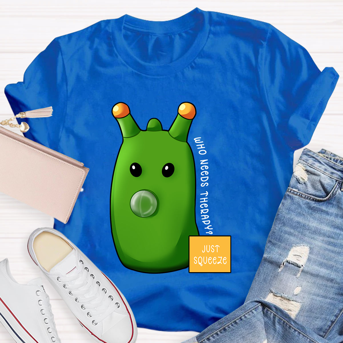 Who Needs Therapy? Just Squeeze Green Caterpillar T-Shirt