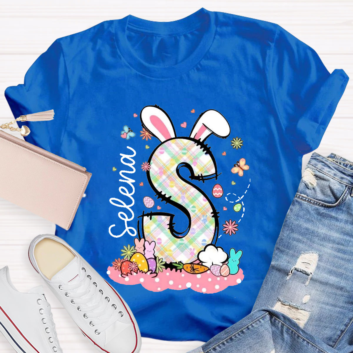 Personalized Name Bunny Ears Letters T-Shirt