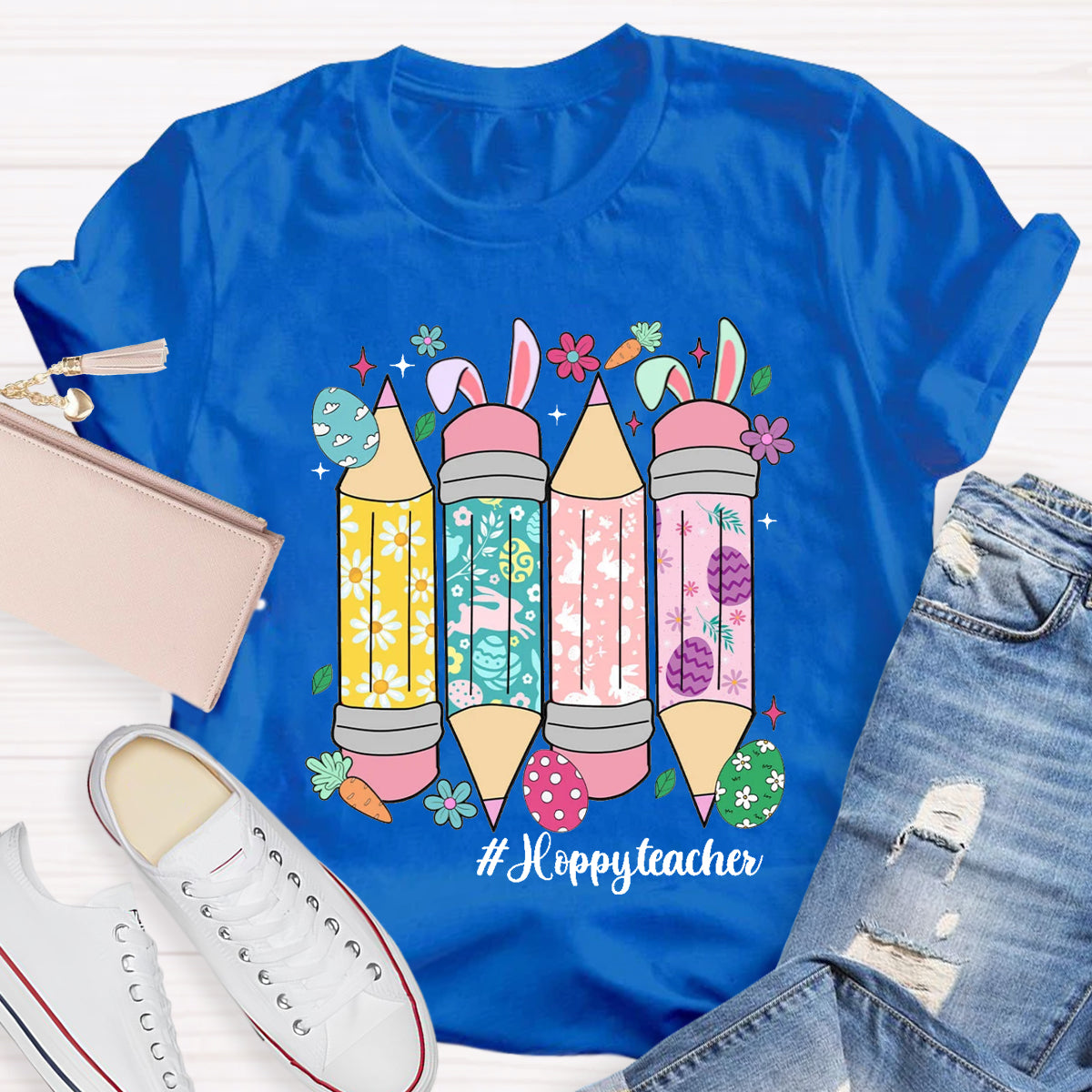 Easter Bunny Pencil Happy Teacher T-Shirt