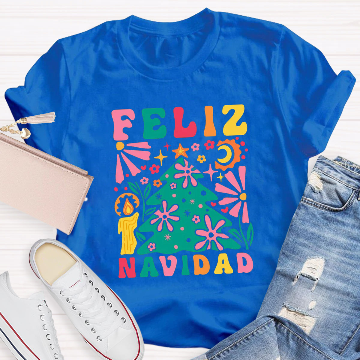 Feliz Navidad Spanish Christmas Teacher T-Shirt