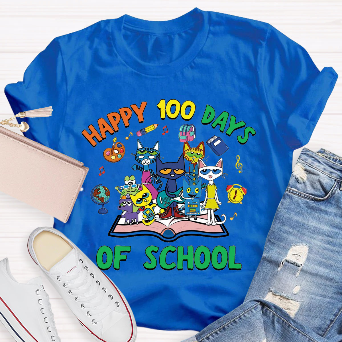 Happy 100 Days of School Children Books Teacher T-Shirt