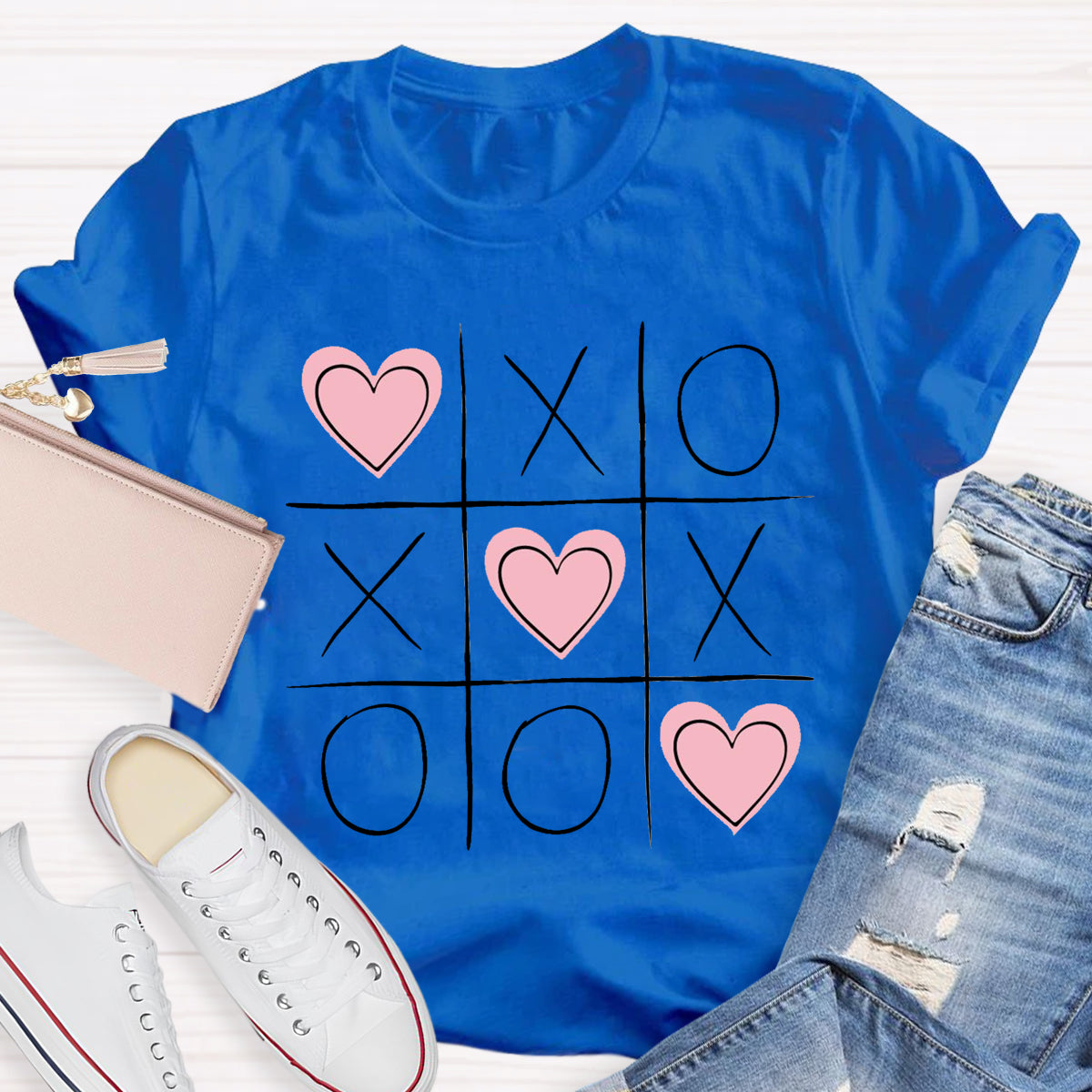 Tic Tac Toe Valentines  Love Heart T-Shirt