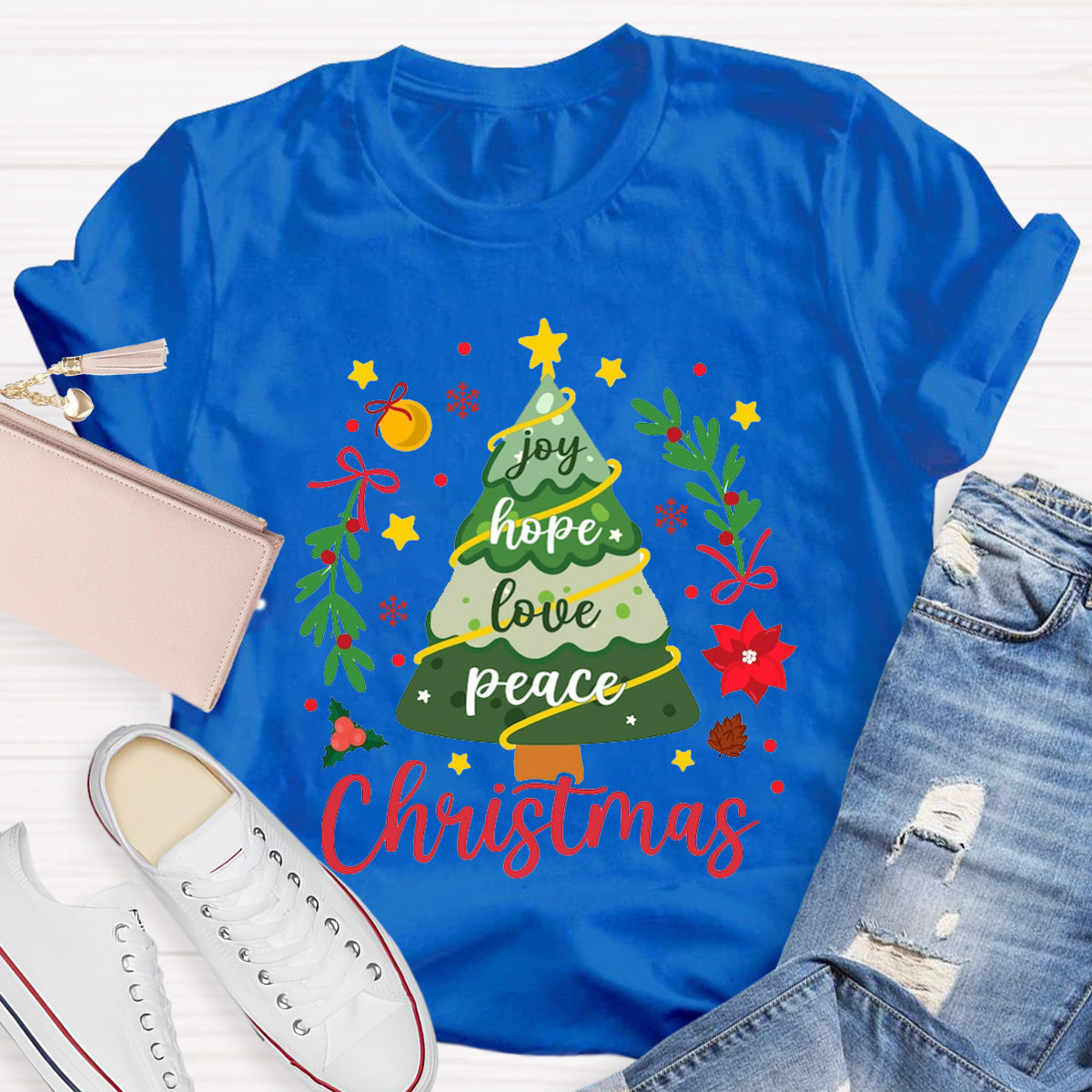 Christmas Tree Joy Hope Love Peace T-Shirt