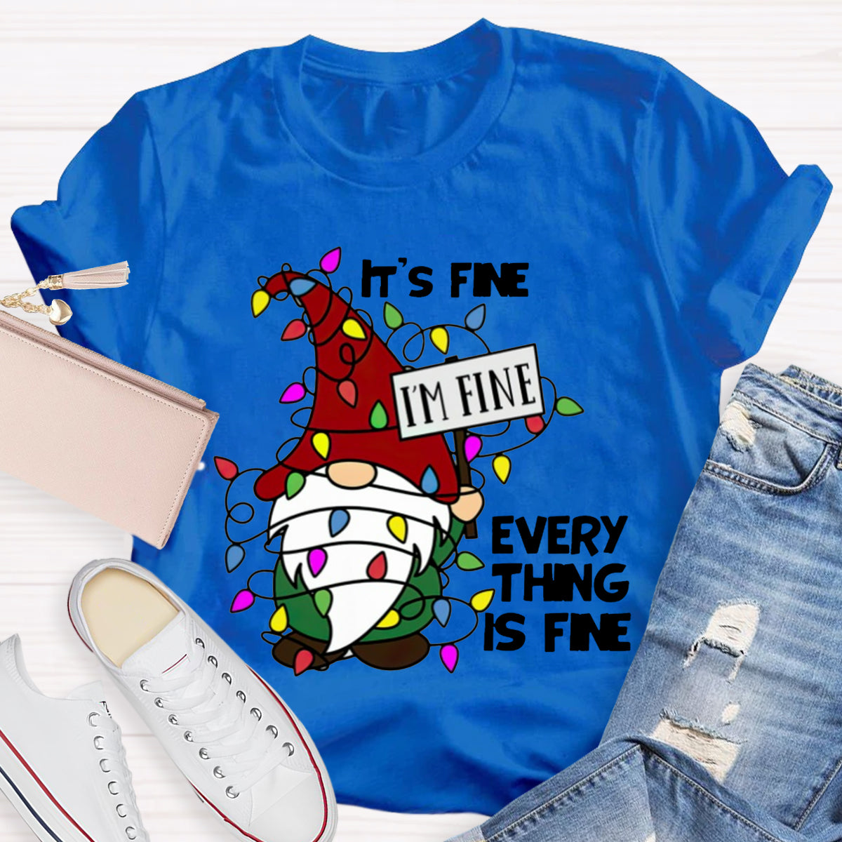 It's Fine I‘m Fine Everything Is Fine Gnome Christmas T-Shirt