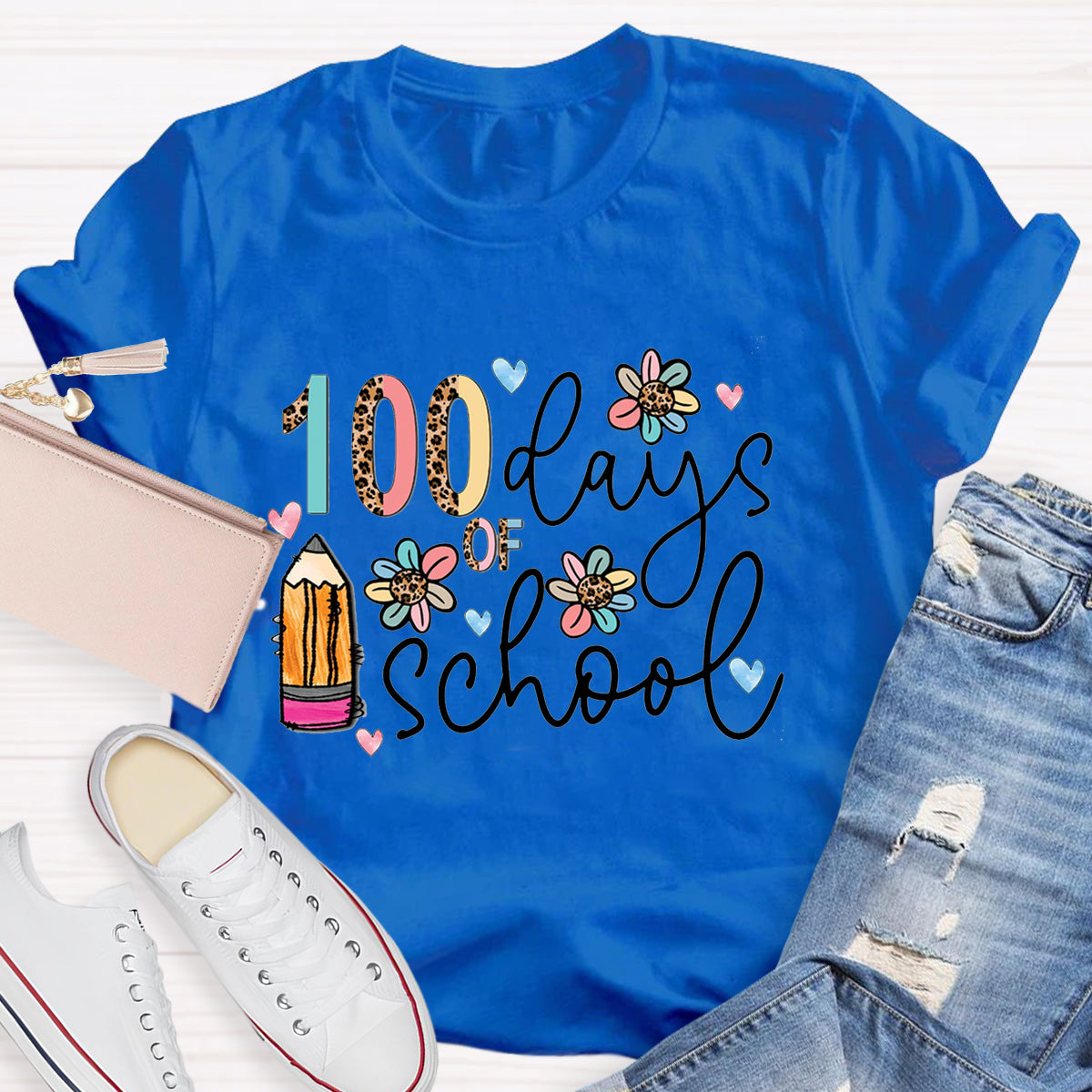 100 Days Of School Pencil Teacher T-Shirt