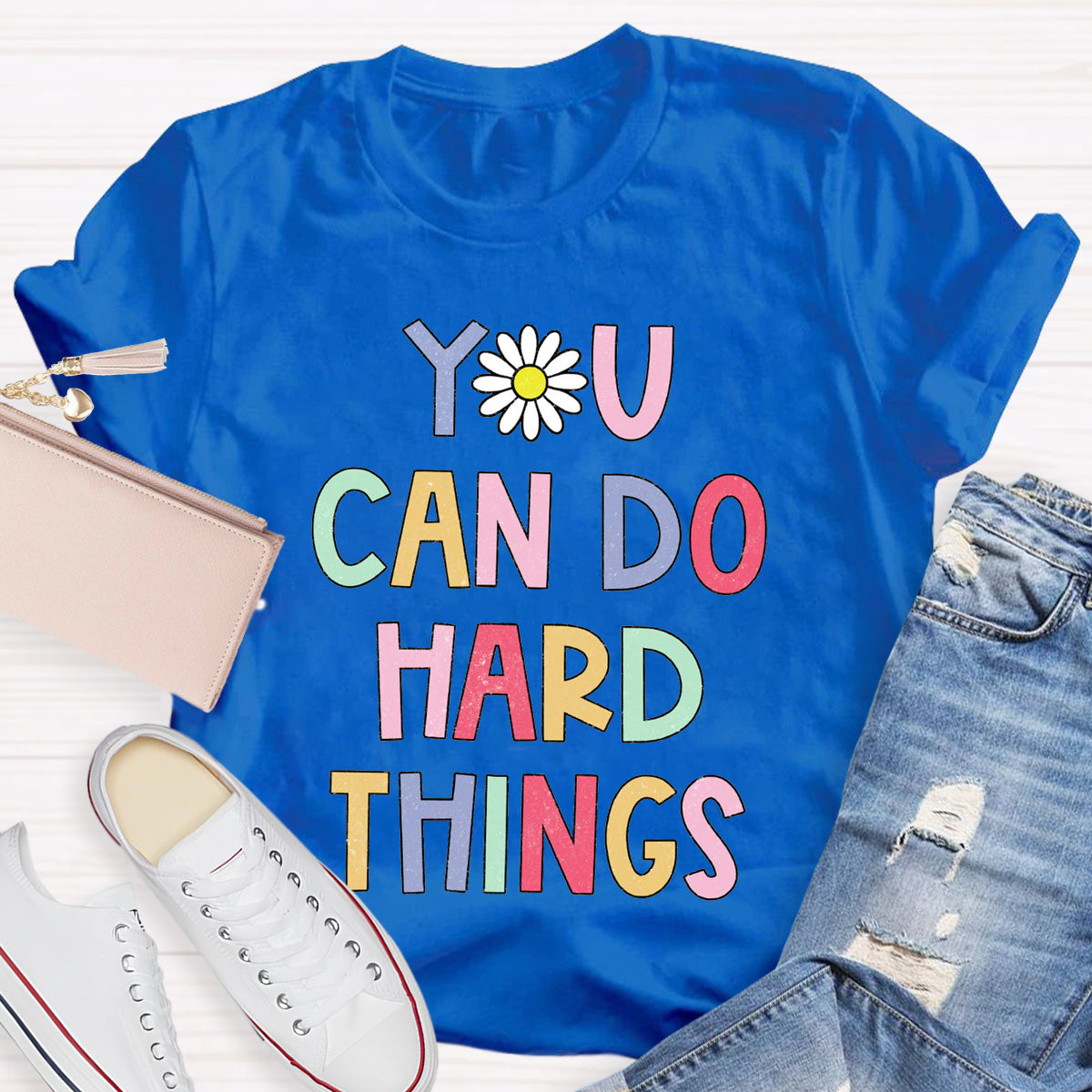 Floral You Can Do Hard Things T-shirt