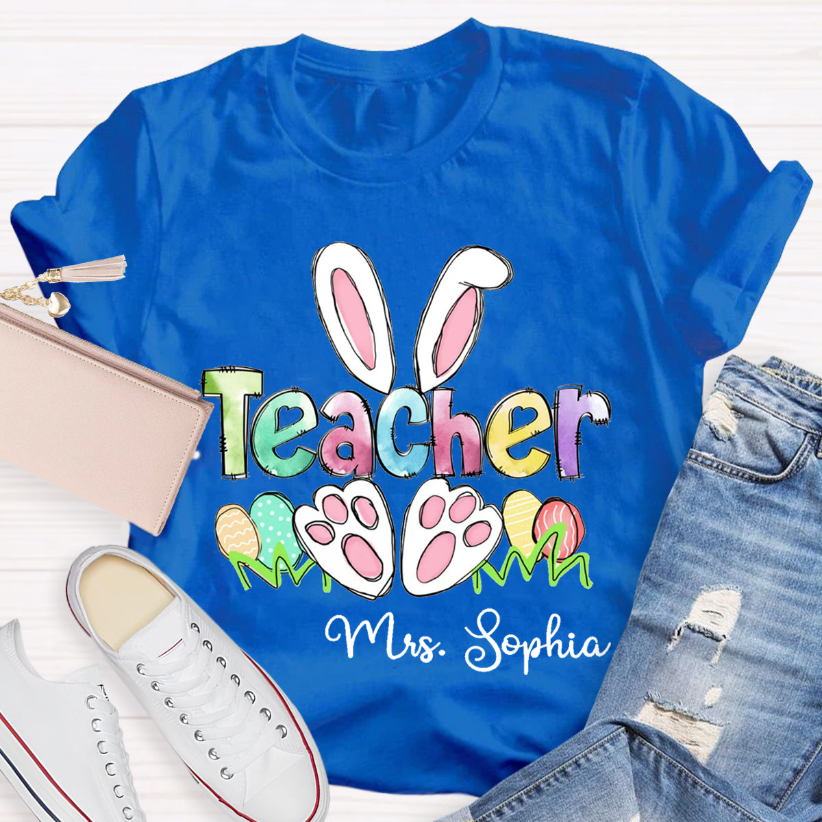 Personalized Name Easter Teacher T-Shirt