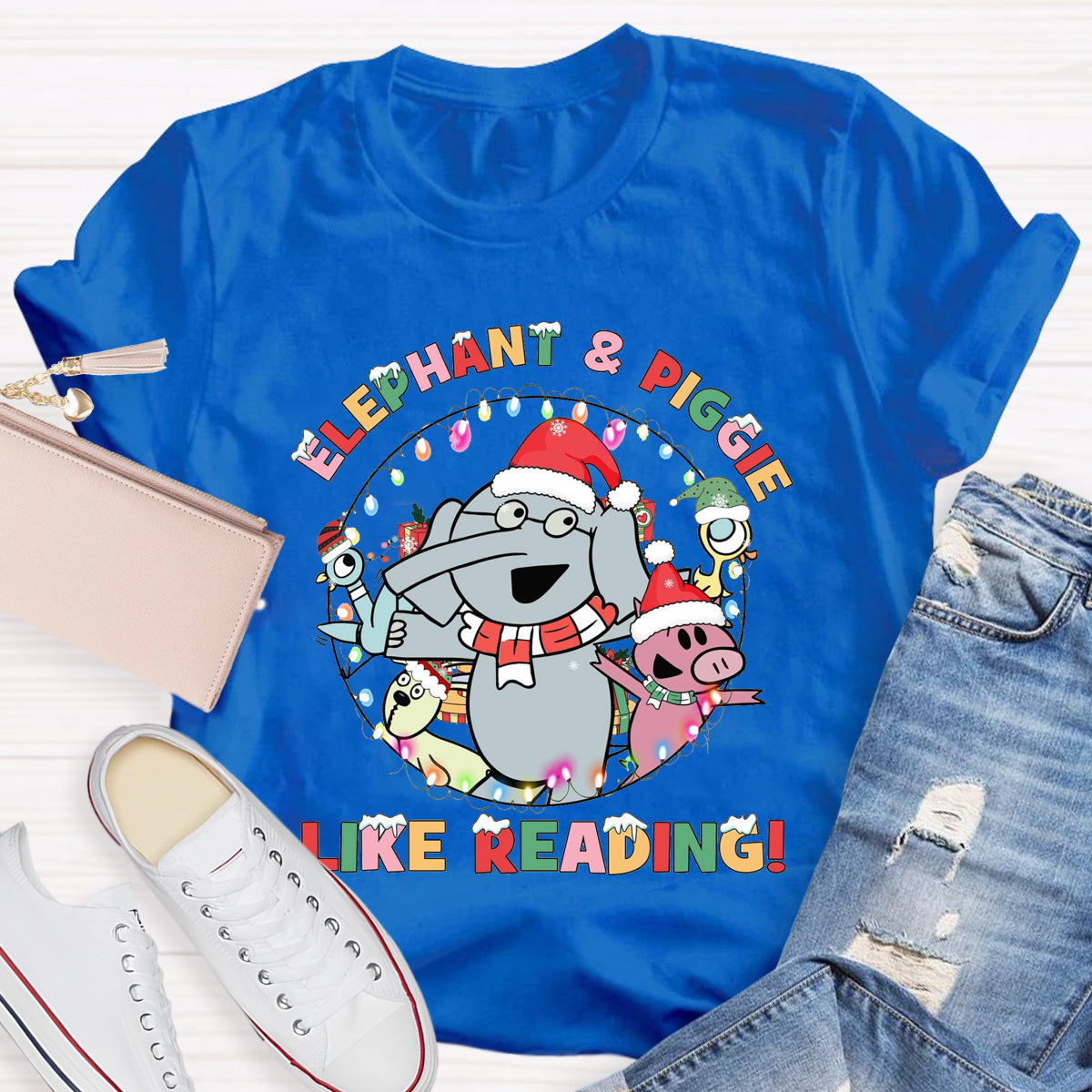 Elephant & Piggie Like Reading Christmas T-Shirt