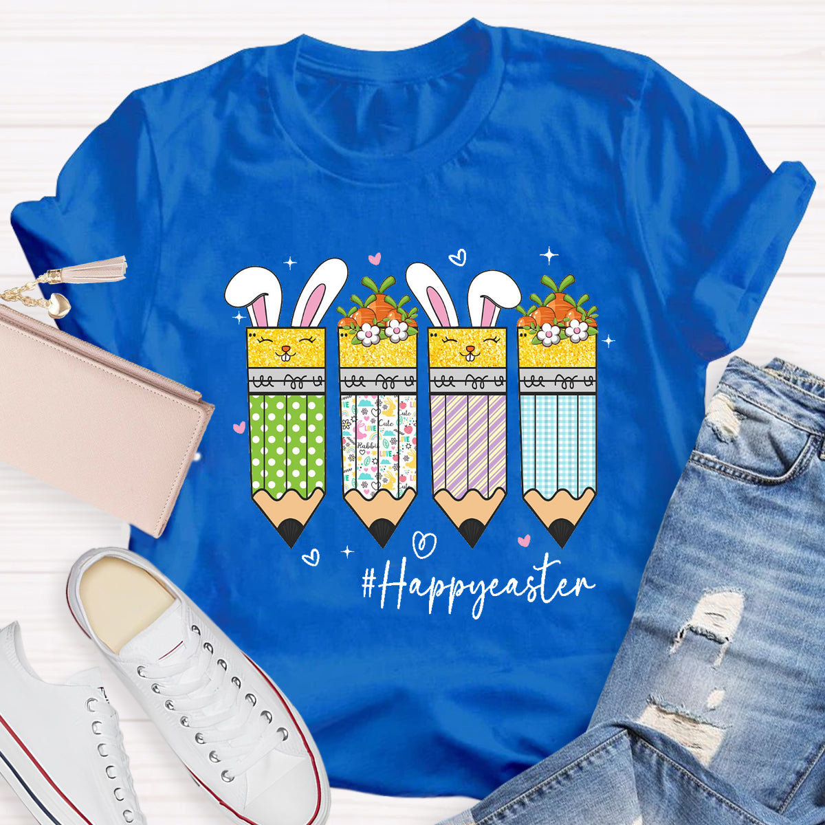 Happy Easter Pencil Teacher T-Shirt