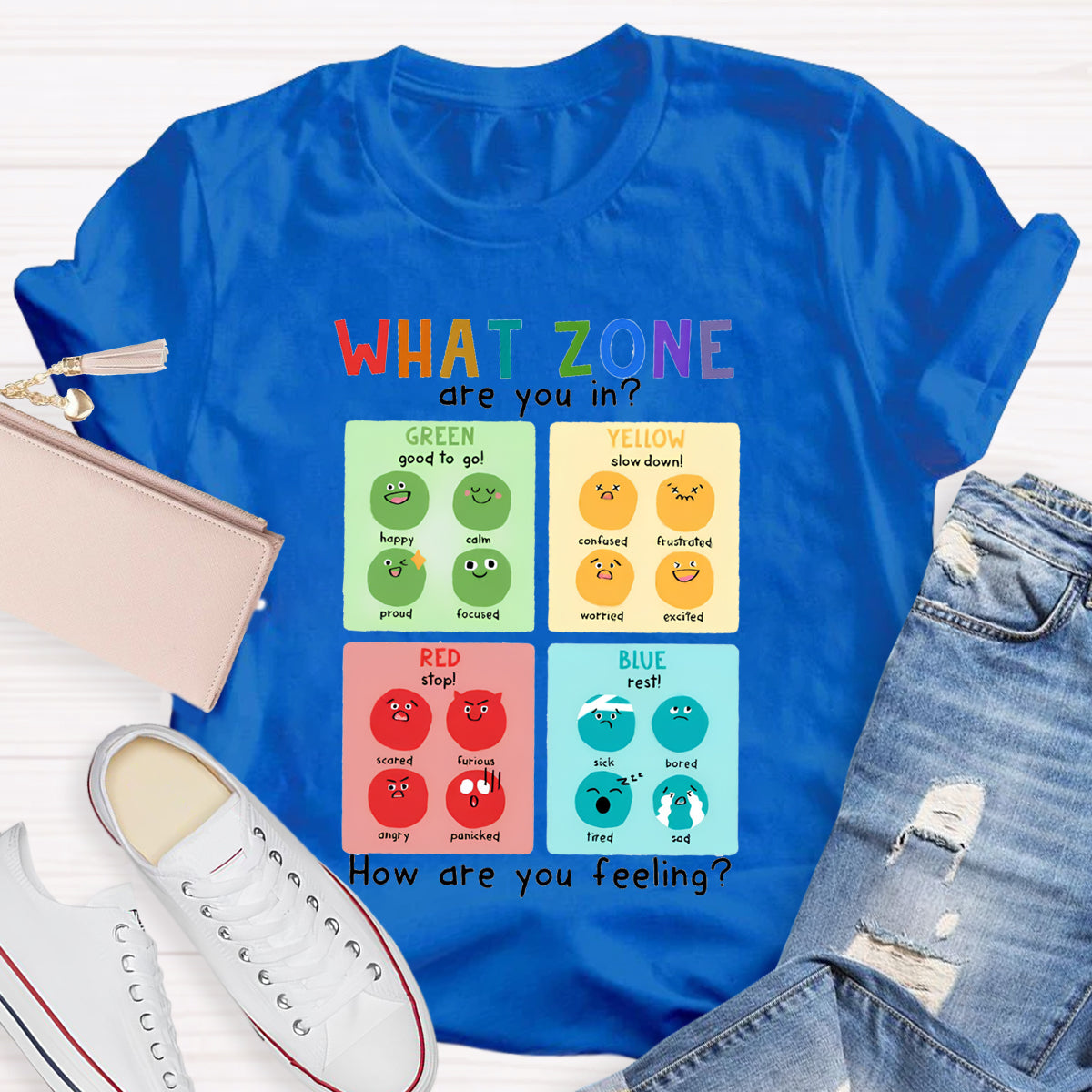 What Zone Are You In Mental Health Therapy Teacher T-Shirt