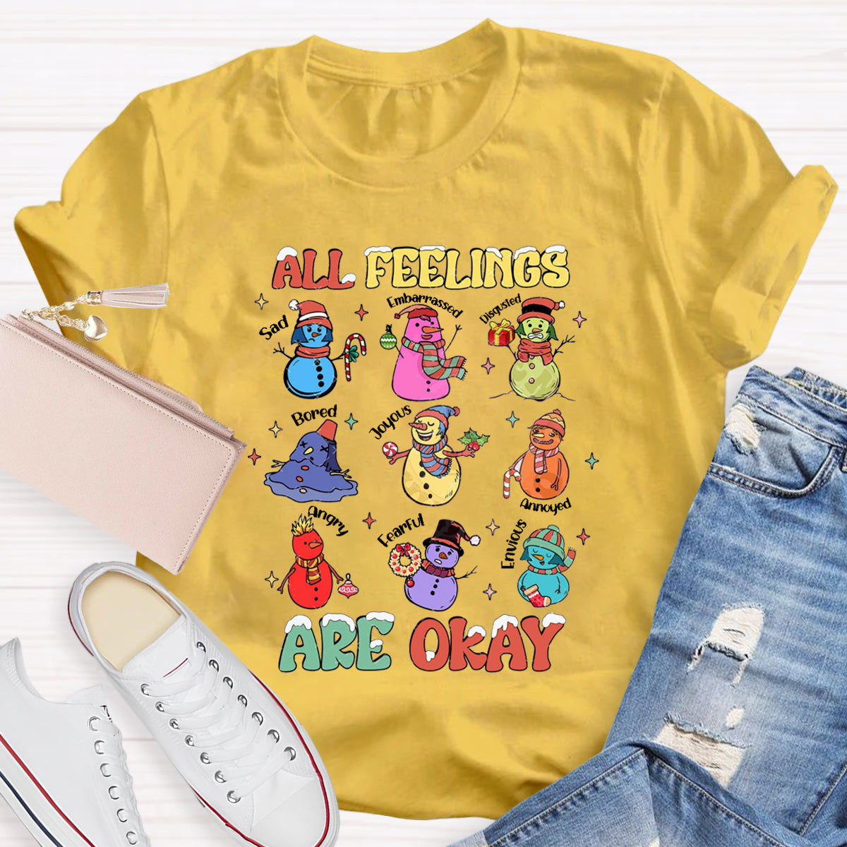 All Feelings Are Okay Snowman Feelings T-Shirt