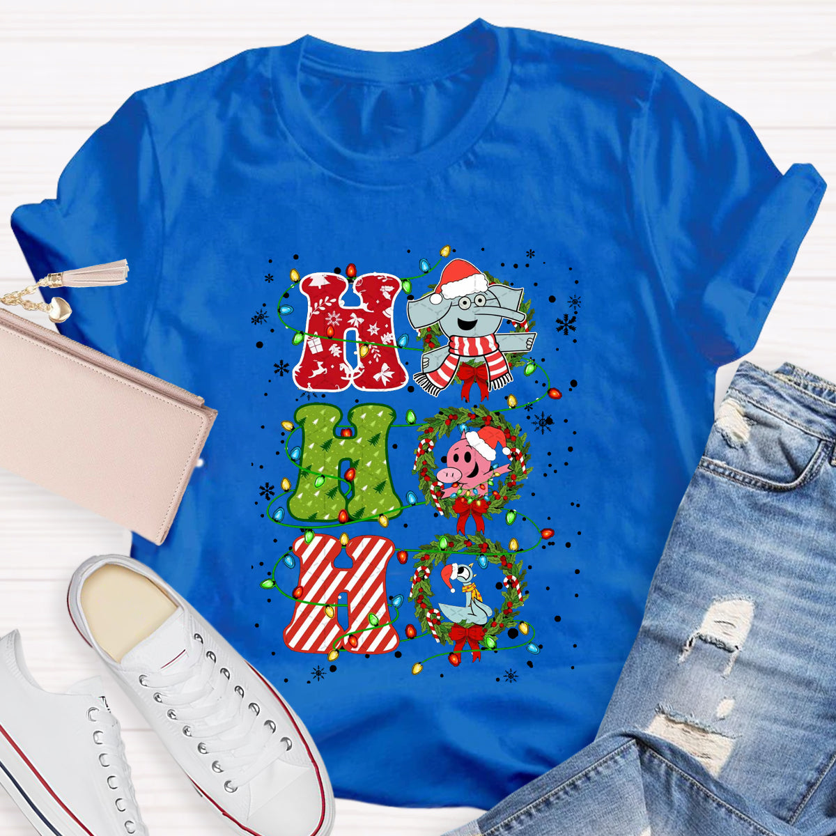 Ho Ho Ho The Elephant And Friends Merry Christmas T-Shirt