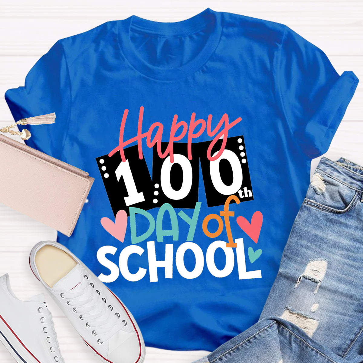 Happy 100th Days Of School Card Teacher T-Shirt