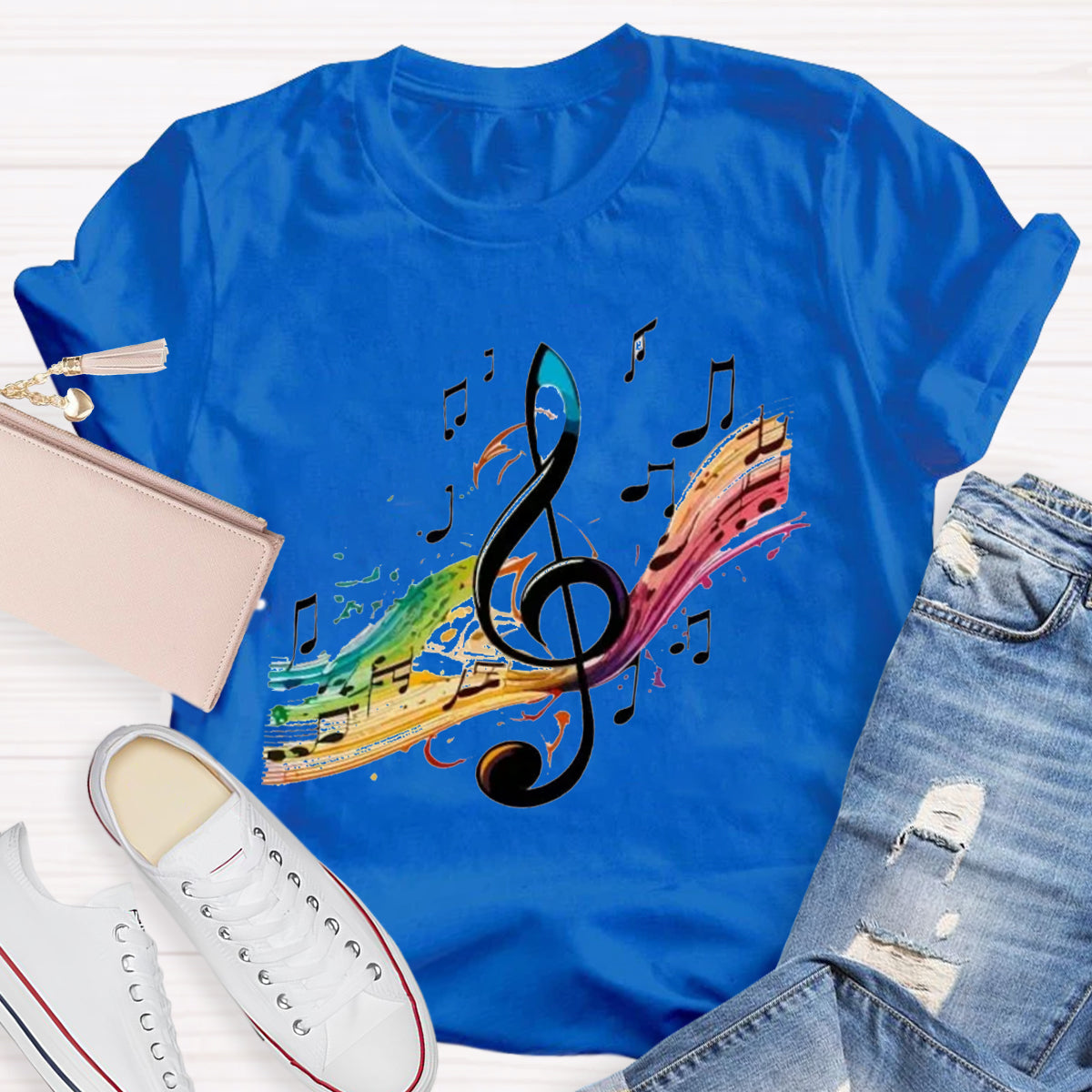 Colorful Music Note Teacher T-Shirt