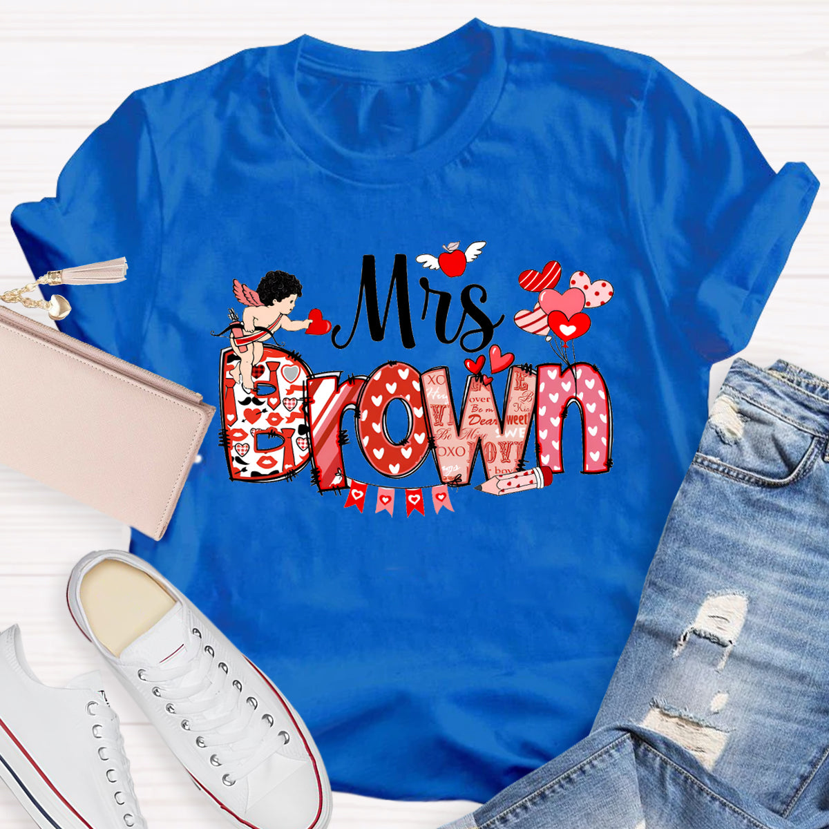 Personalized Name Teacher Valentine's Day T-Shirt