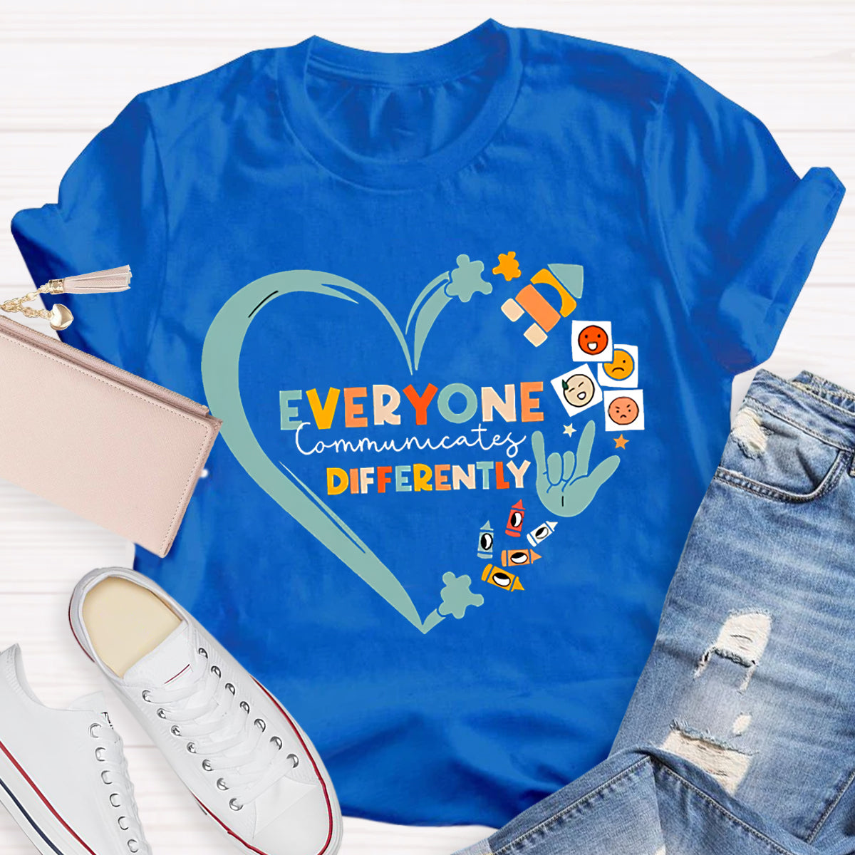 Everyone Communicates Differently Heart T-Shirt