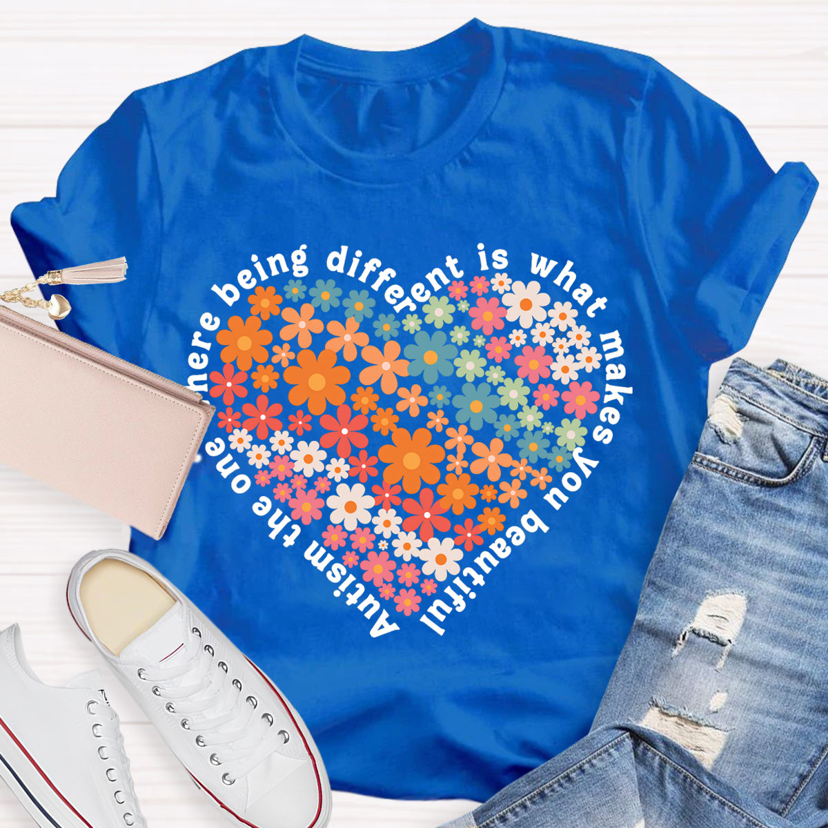 The One Where Being Different Is What Make You Beautiful Floral Heart T-Shirt