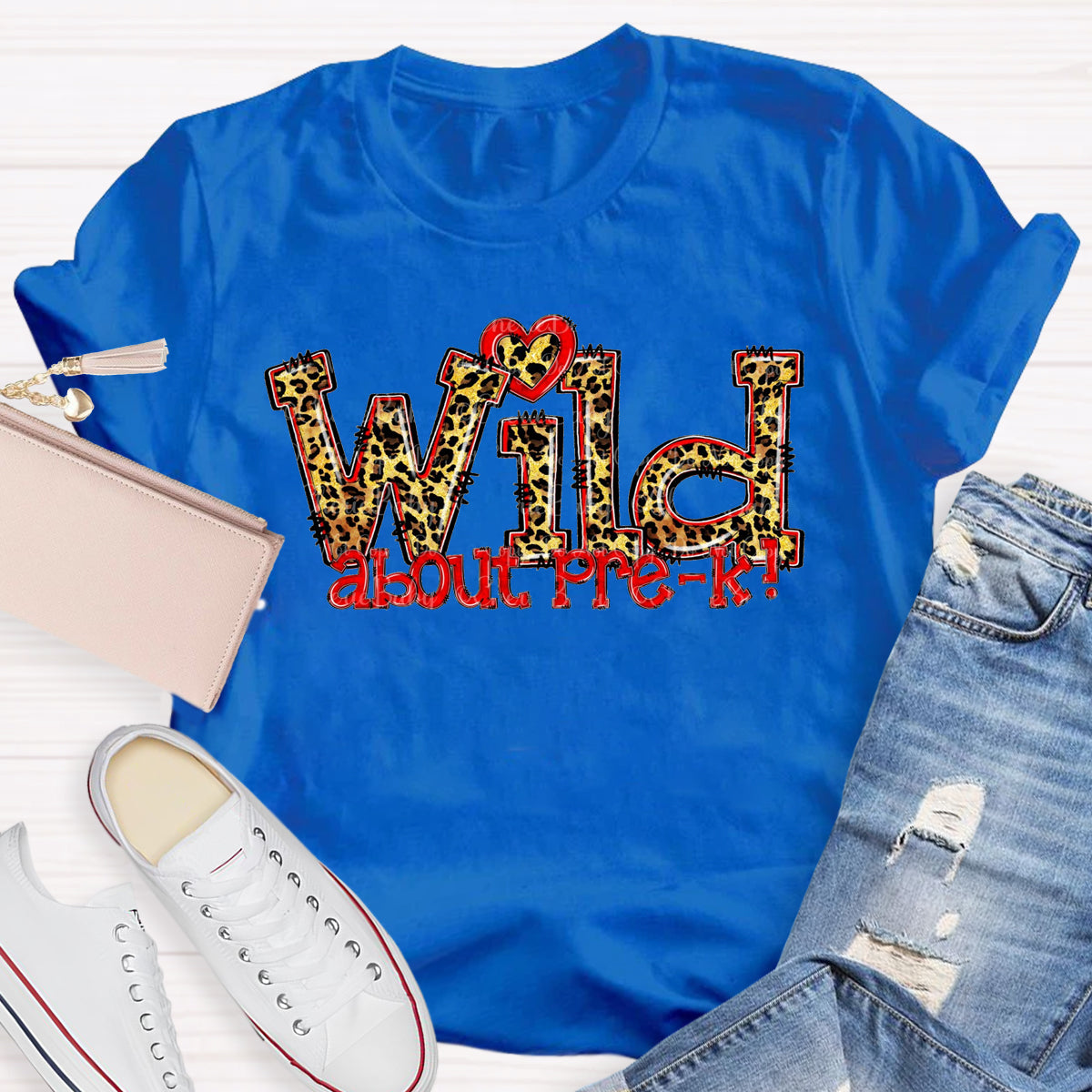 Wild About Pre-K Red Heart T-Shirt