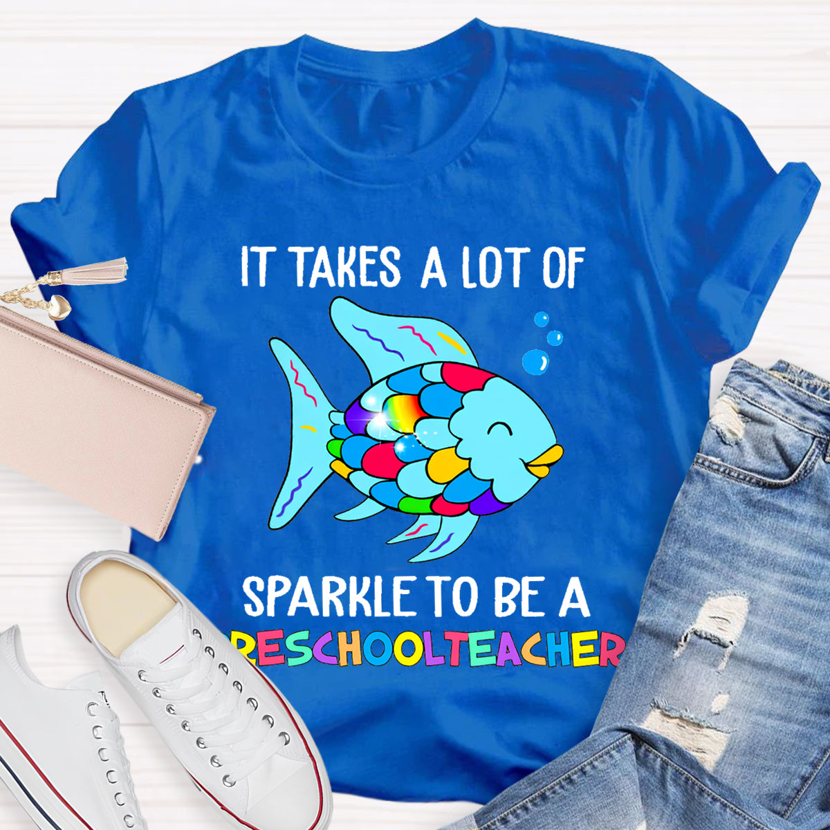 Personalized Grade It Takes A Lot Of Sparkle To Be A Preschool Teacher T-Shirt