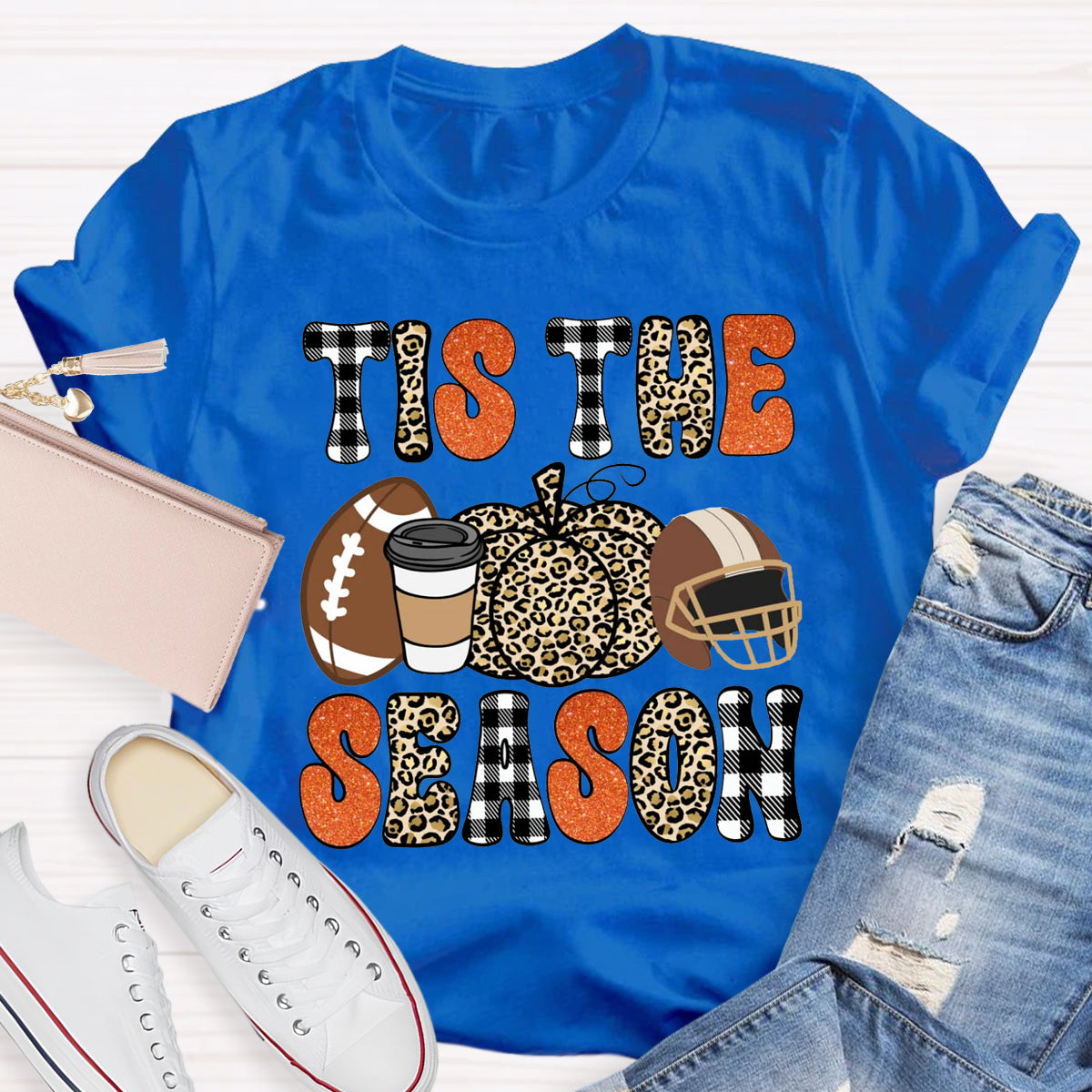 Tis The Season Game Day  Pumpkin Teacher T-Shirt