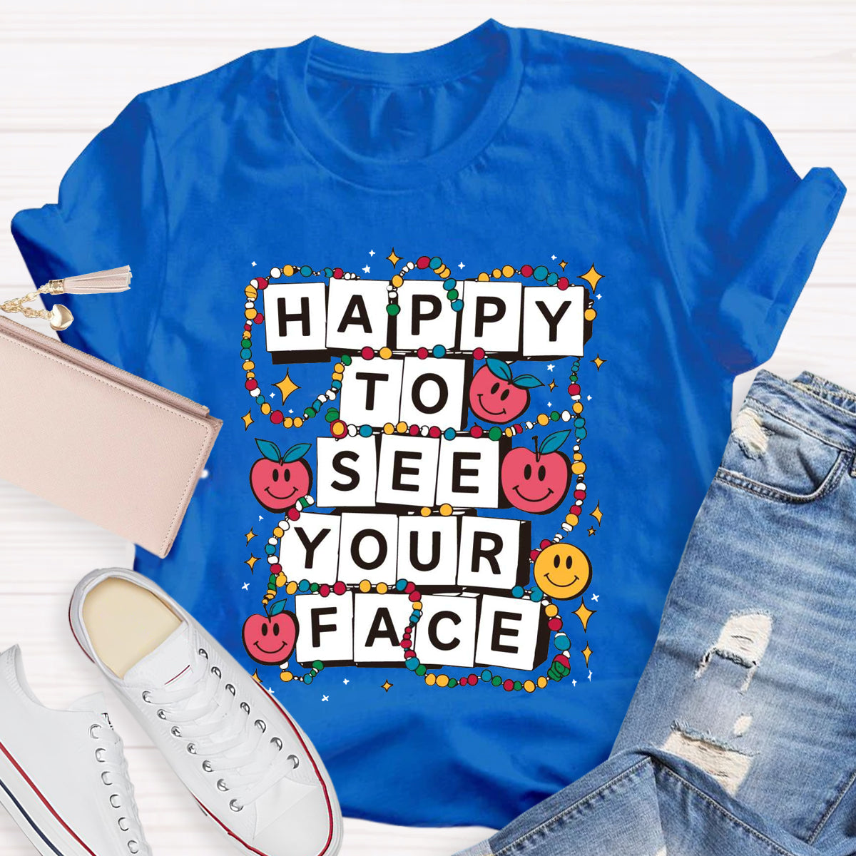 Apple Beads Happy To See Your Face T-Shirt