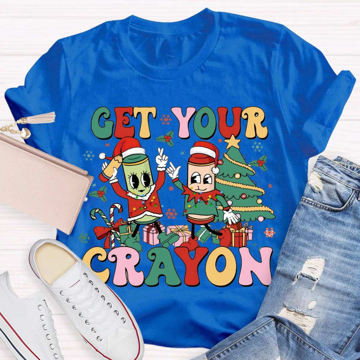 Christmas Get Your Crayon Art Teacher  T-Shirt