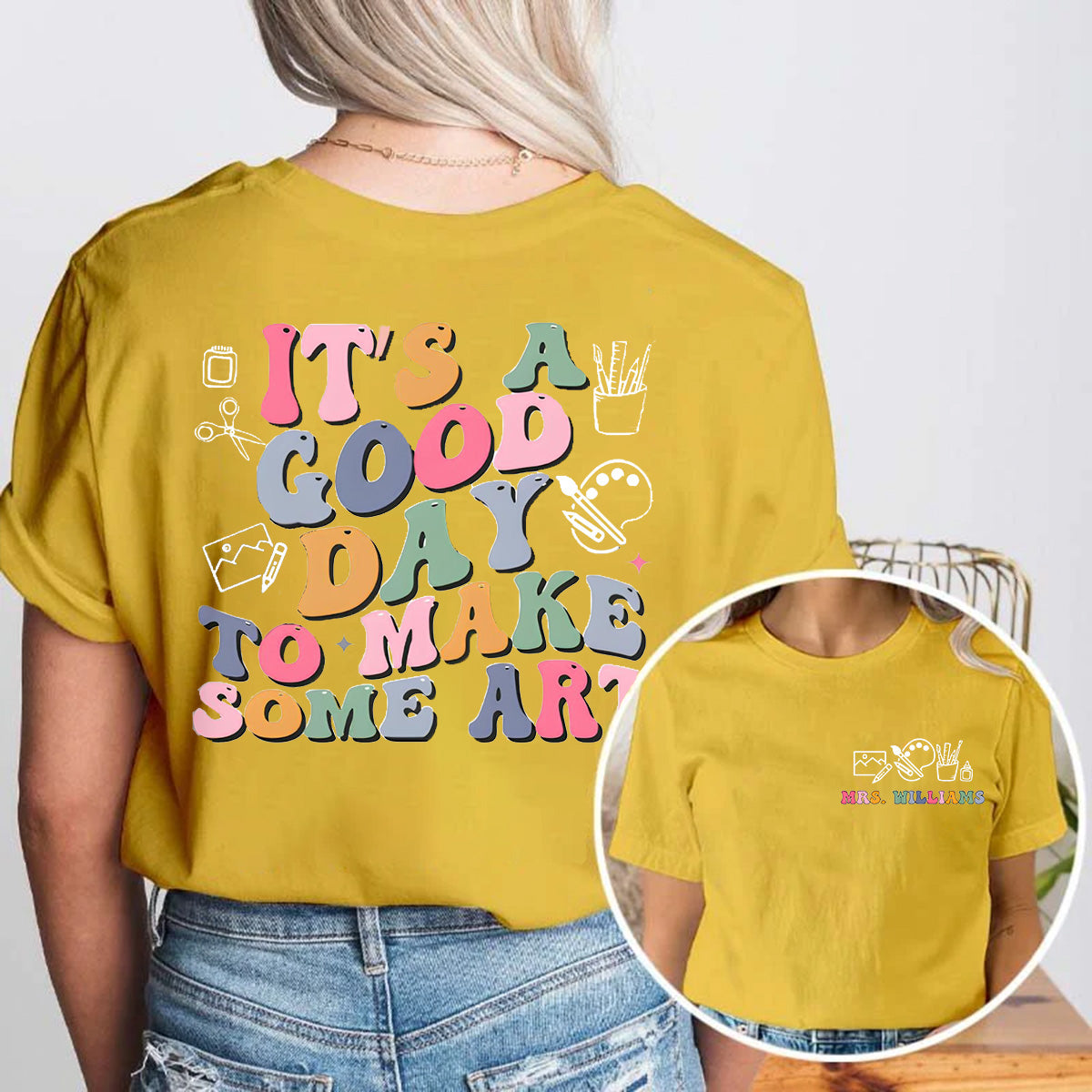 Personalized Name Good Day To Make Art Double Printed