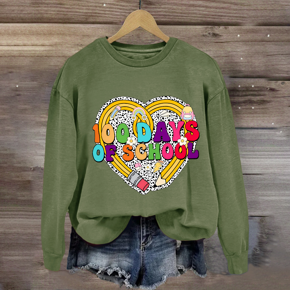 Happy 100 Days Of School Pencil Heart Sweatshirt