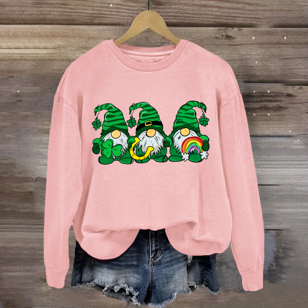 Three St Patricks' Day Gnome With Rainbow Sweatshirt