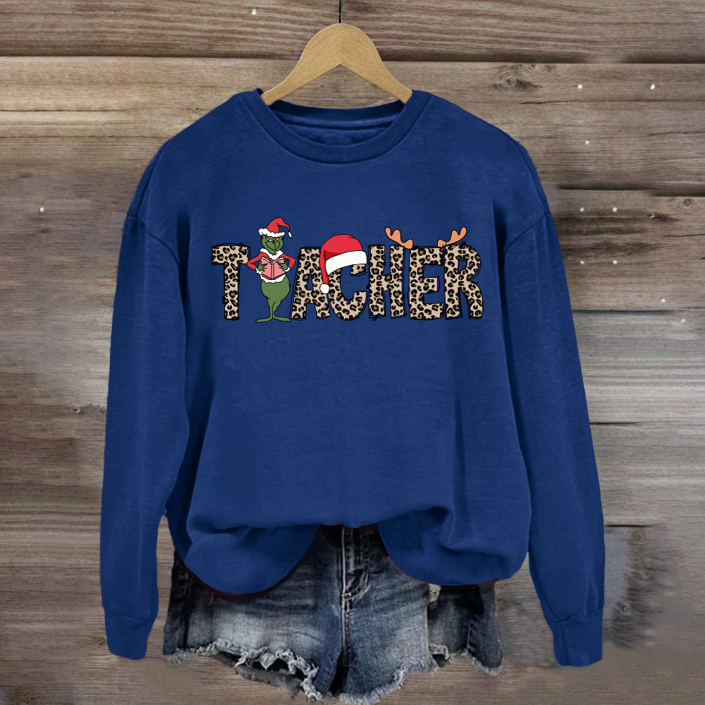 Christmas Leopard Teacher Sweatshirt