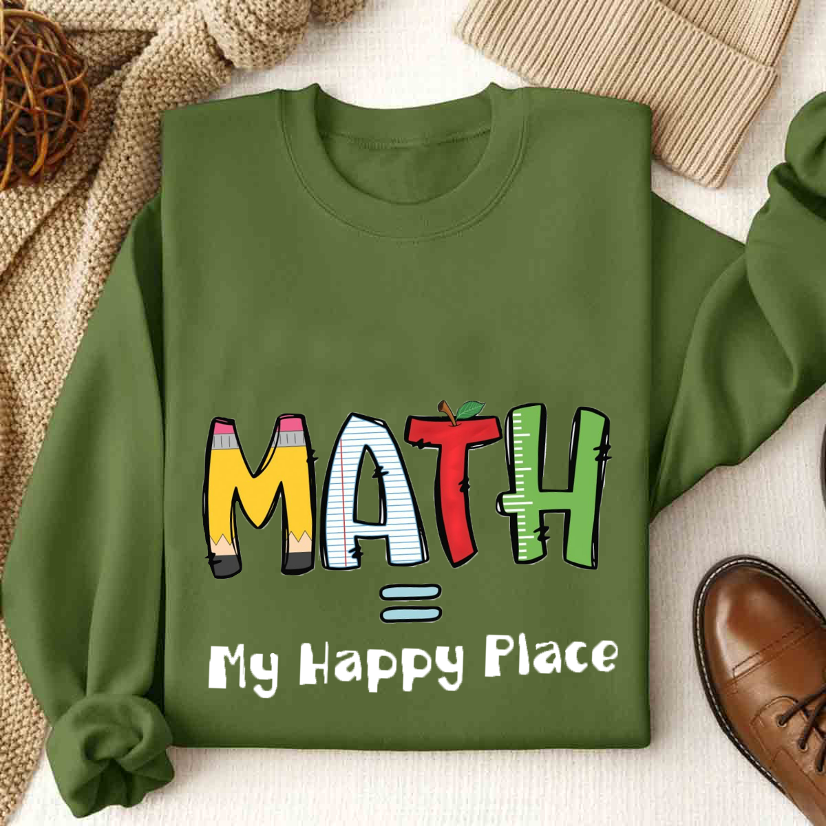 Math Is My Happy Place Cute Math Teacher Sweatshirt