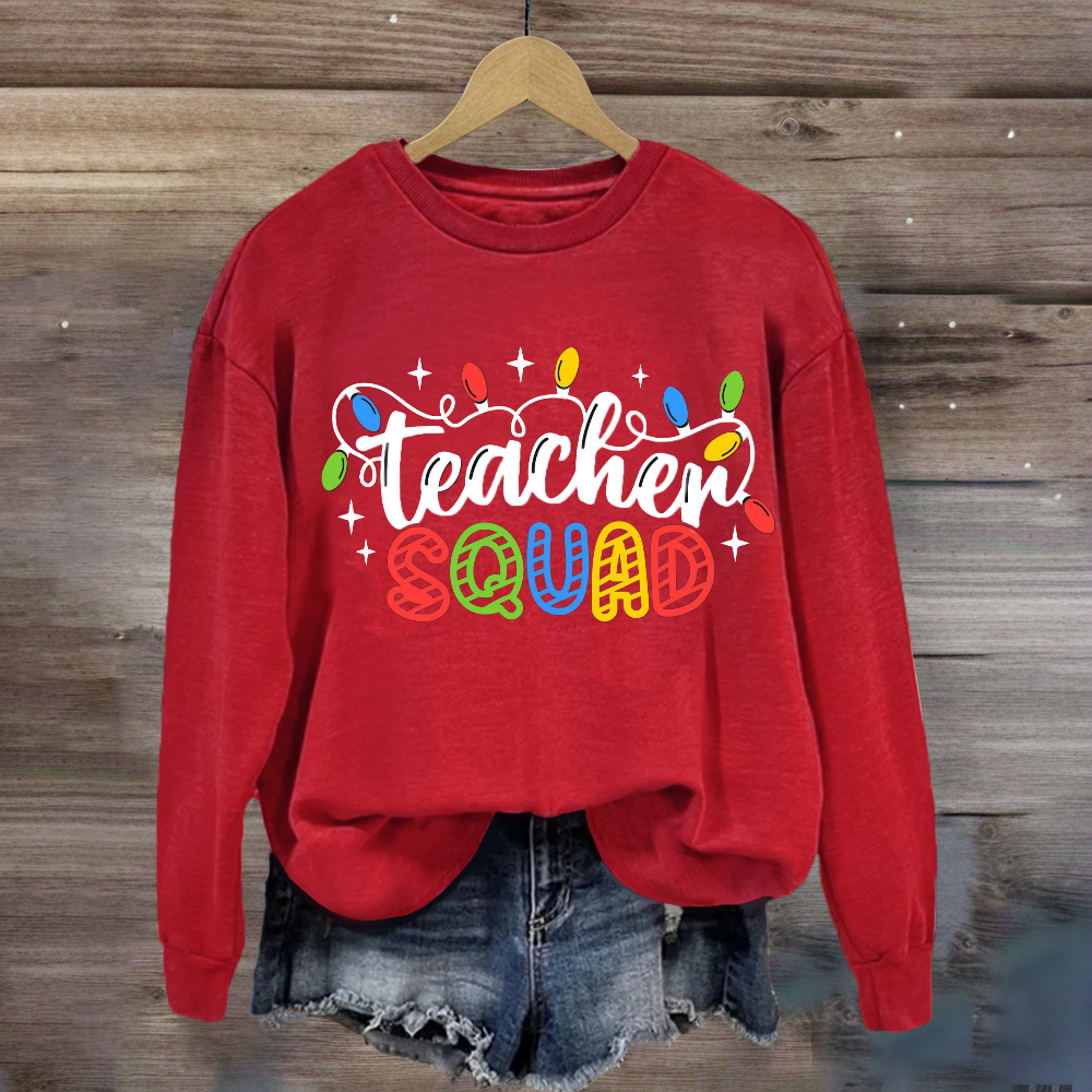 Teacher Squad Christmas Lights Sweatshirt