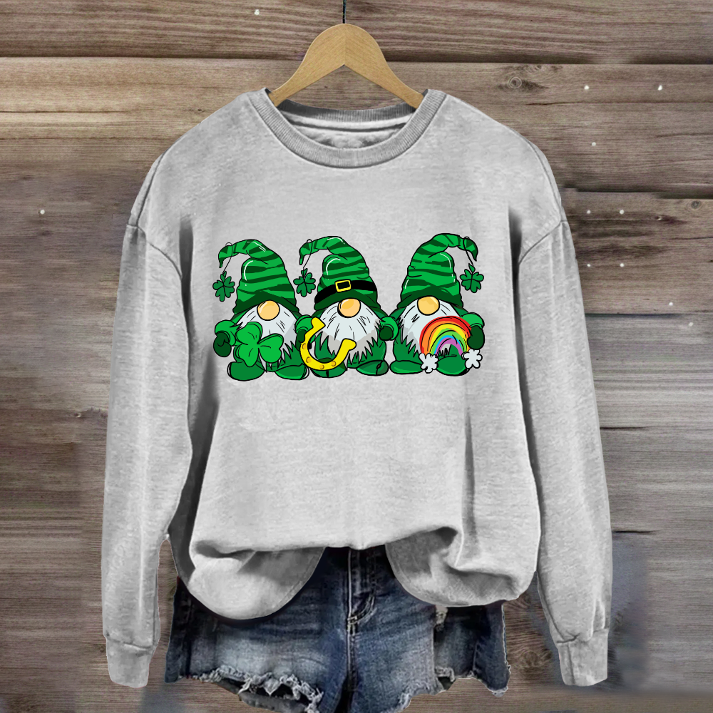 Three St Patricks' Day Gnome With Rainbow Sweatshirt