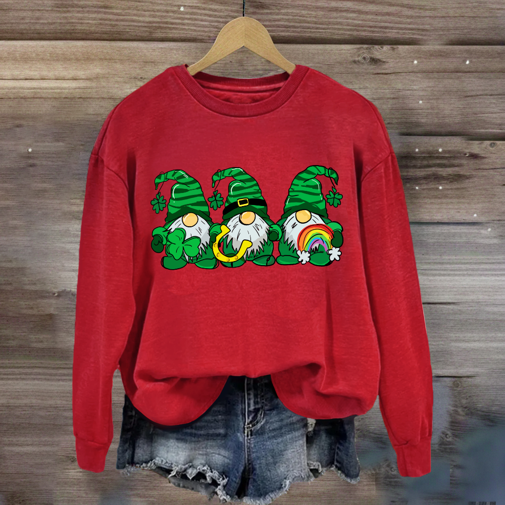 Three St Patricks' Day Gnome With Rainbow Sweatshirt