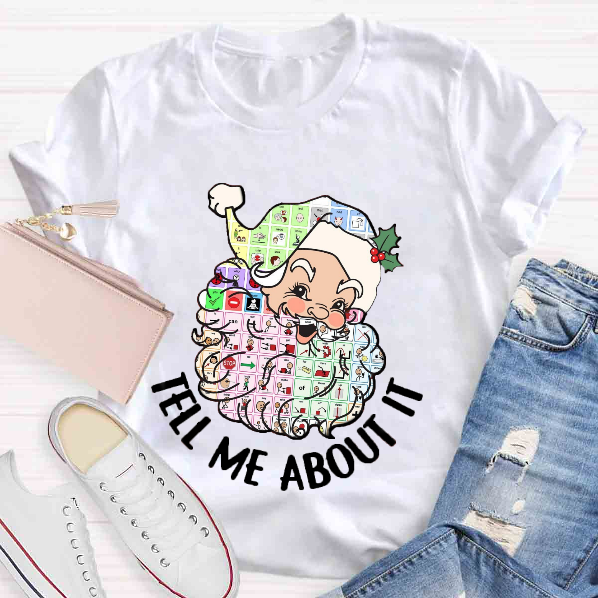 Santa Christmas Tell Me About It Speech Language Pathologist T-Shirt