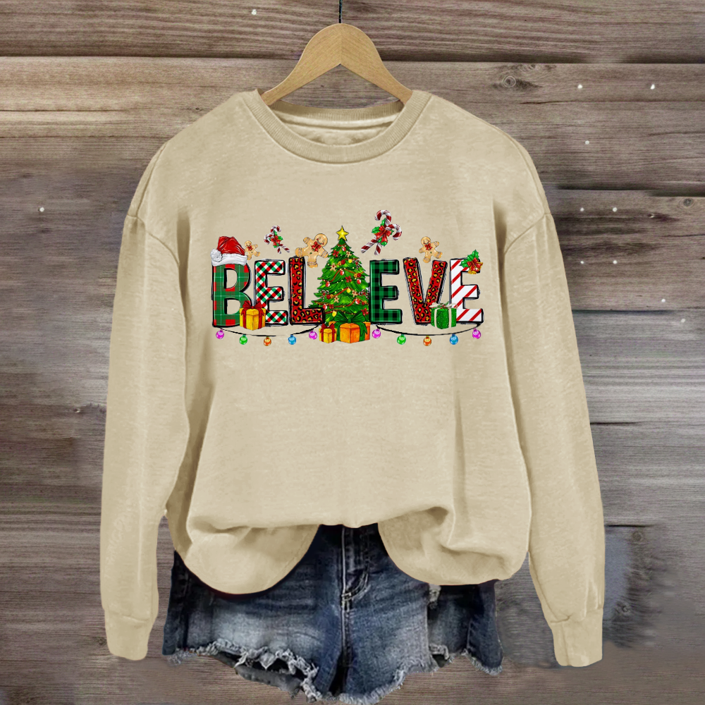 Christmas Believe New Year Design Sweatshirt