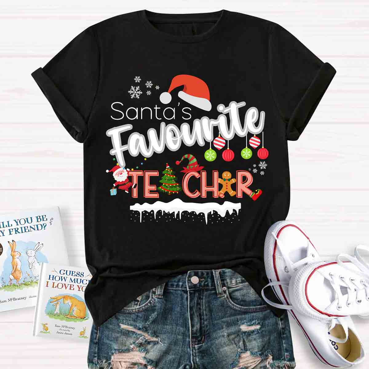 Santa's Favourite Teacher Christmas T-shirt