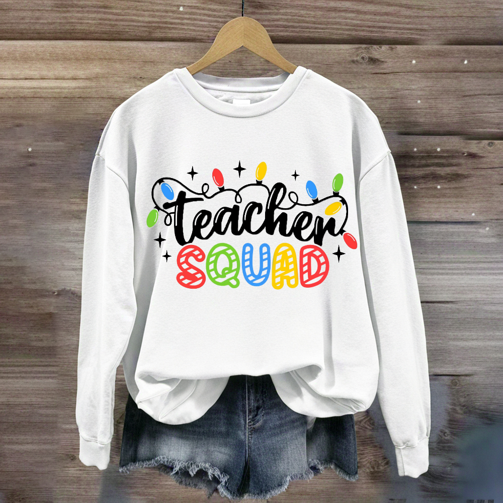 Teacher Squad Christmas Lights Sweatshirt