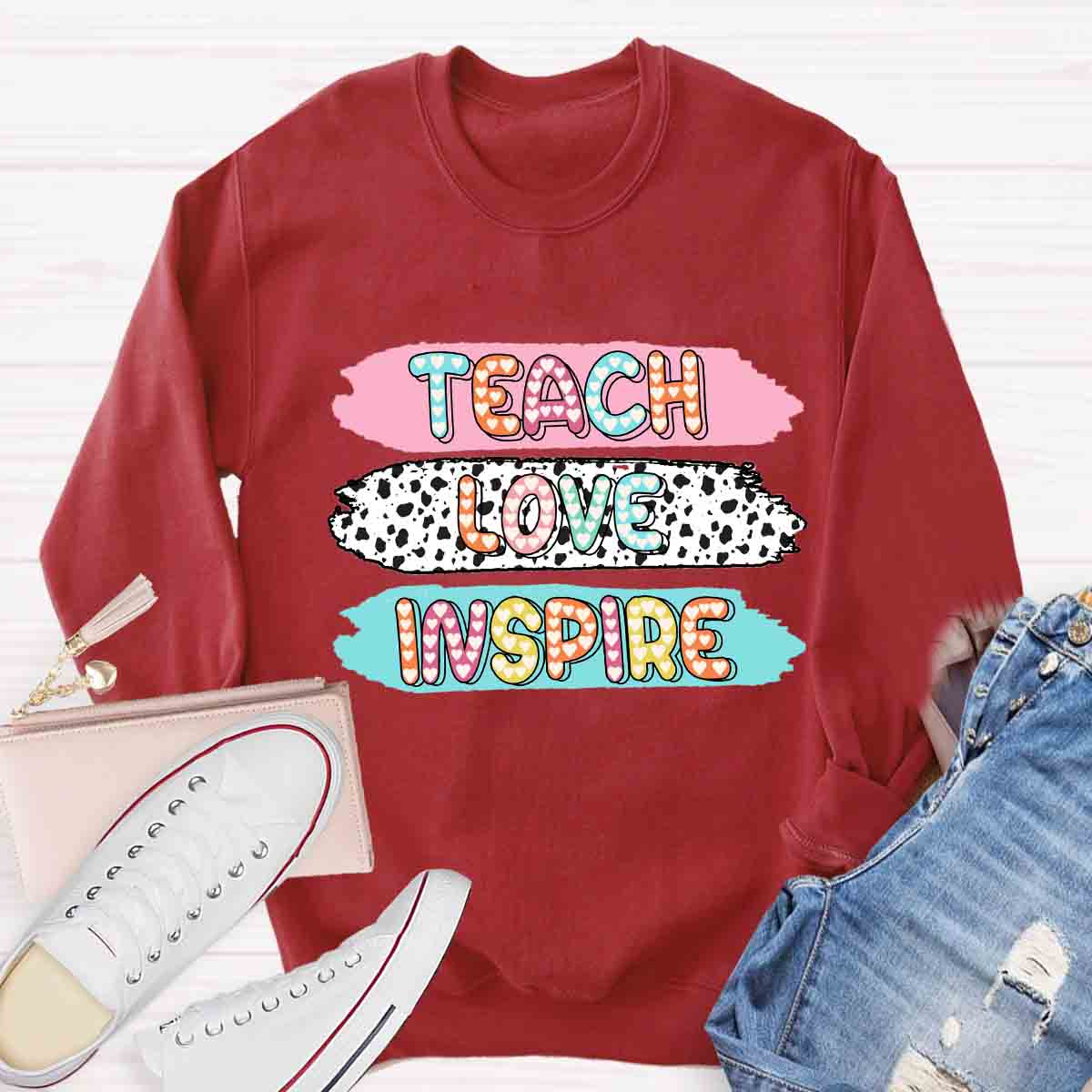 Teach Love Inspire Dot Light Teacher Sweatshirt