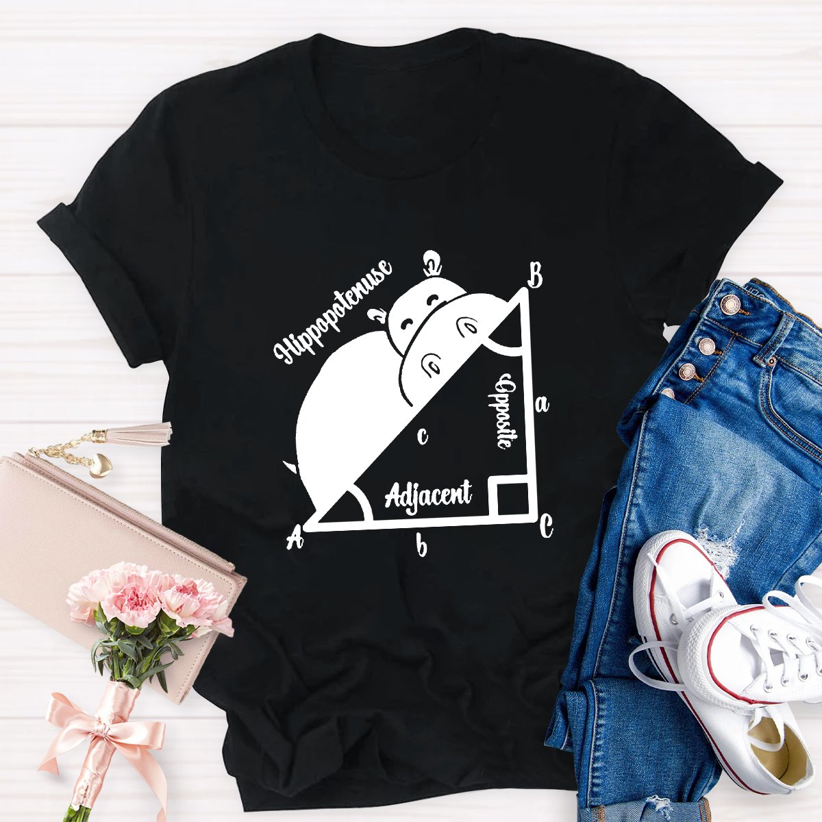 Hippo Hippotenuse Angle Function Teacher Shirt