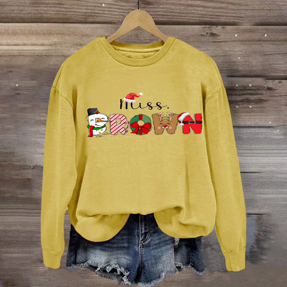 Personalized Name Christmas Hat Snowman Design Sweatshirt