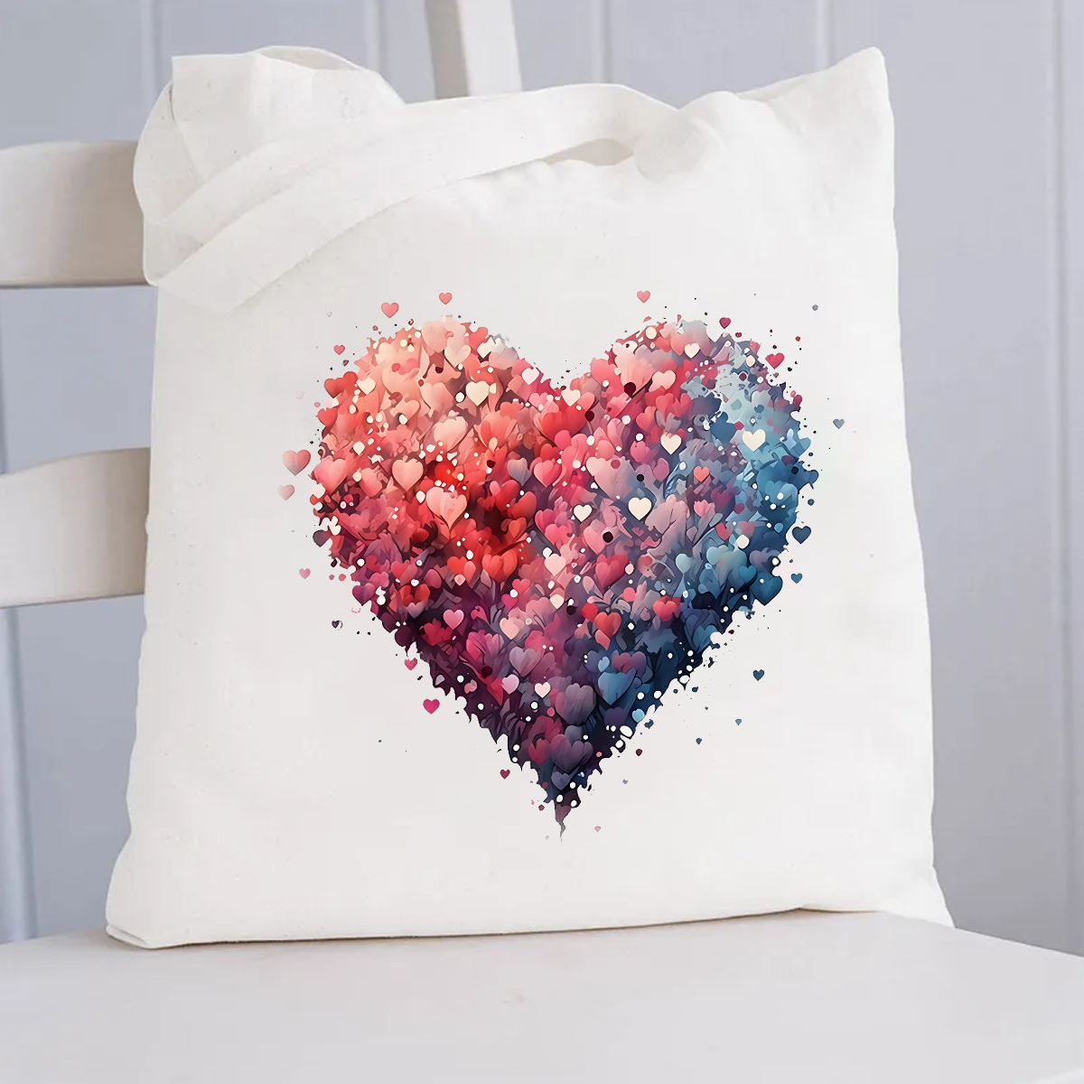 Valentine's Day Beautiful Watercolor Heart Canvas Tote Bag