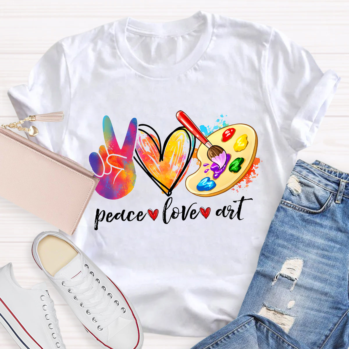 Peace Love Art Teacher T-Shirt