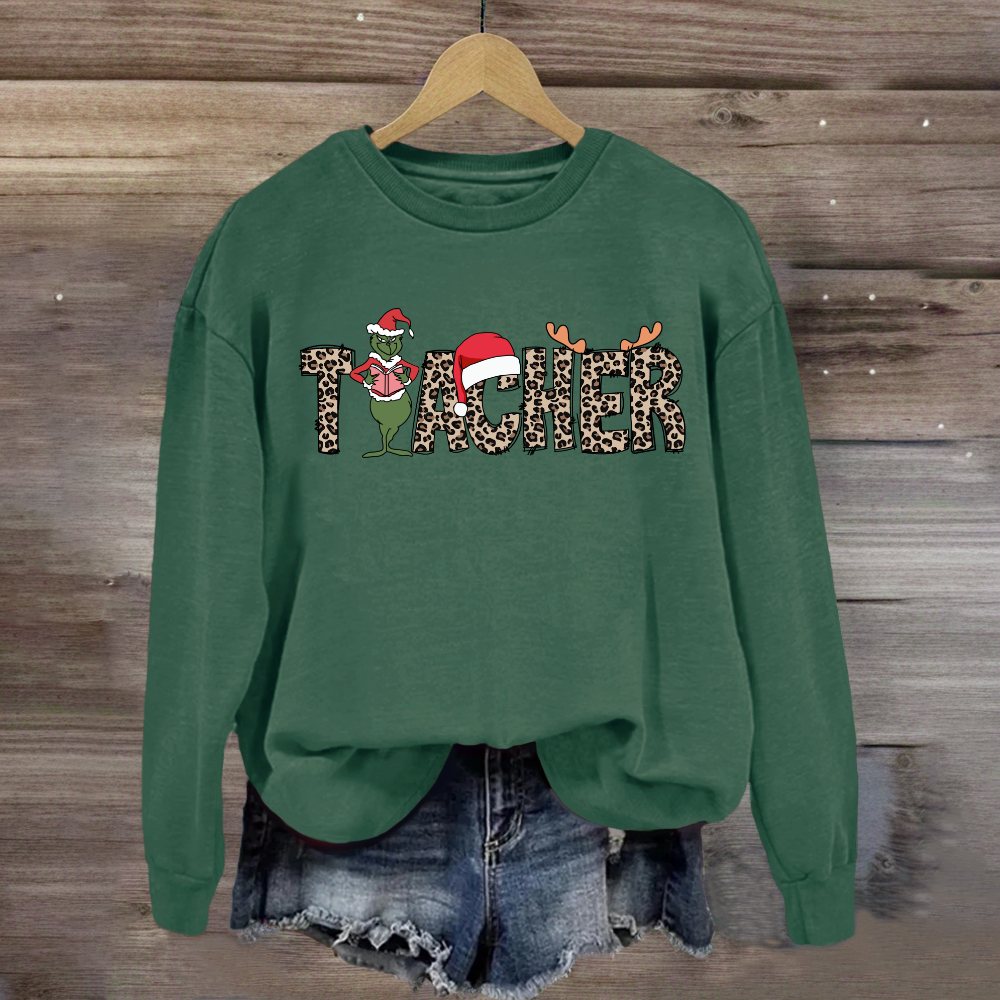 Christmas Leopard Teacher Sweatshirt