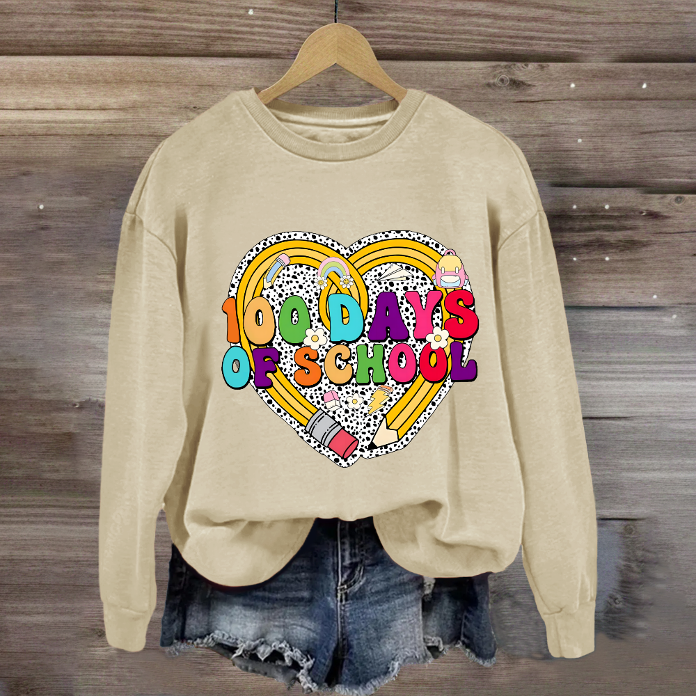 Happy 100 Days Of School Pencil Heart Sweatshirt