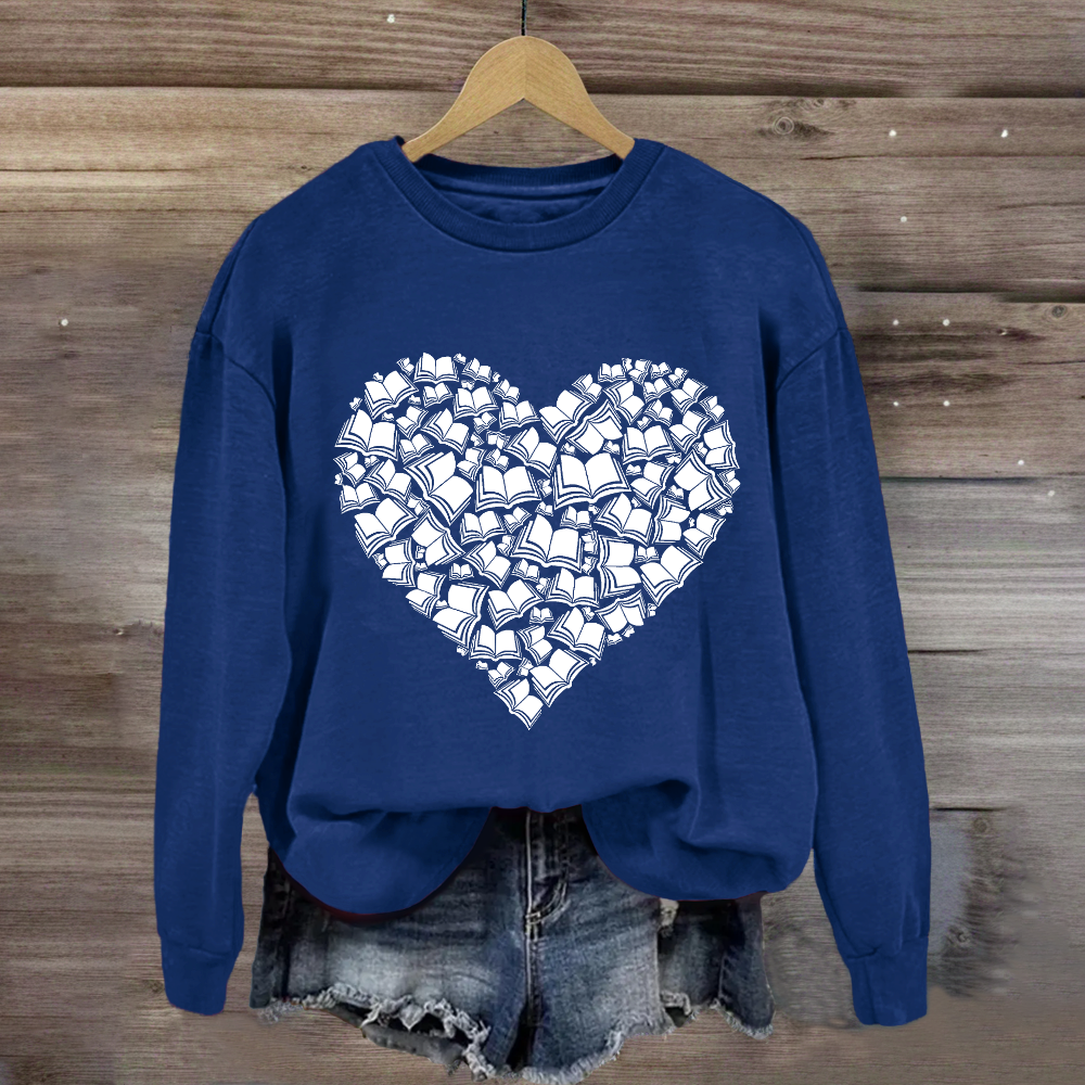 Love Books Valentine Heart Teacher Sweatshirt