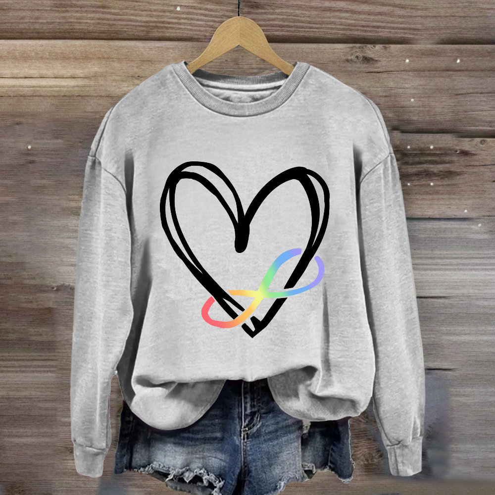 Infinity Heart Autism Awareness Love Needs No Words Sweatshirt