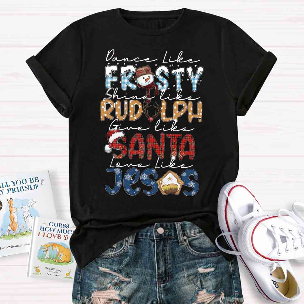 Christmas Dance Like Frosty Love Like Jesus T-shirt