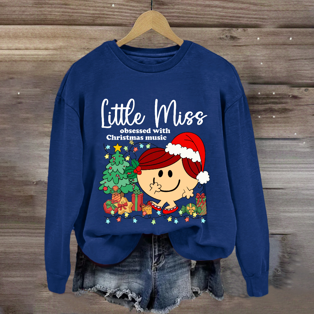 Little Miss Obsessed With Christmas Music Sweatshirt